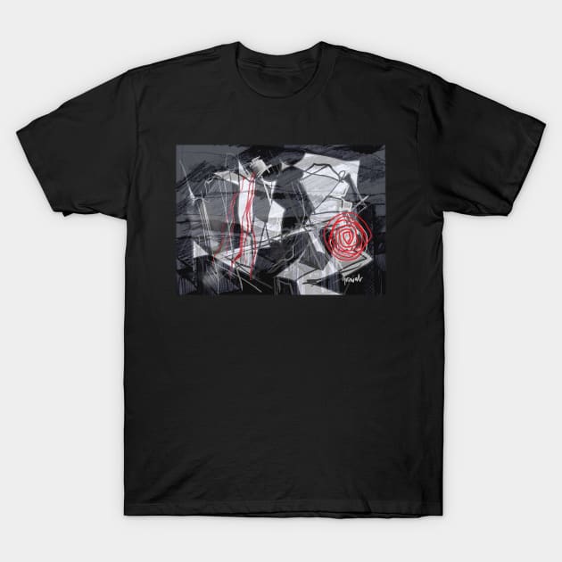 Black and Red abstract T-Shirt by sukhpalgrewal